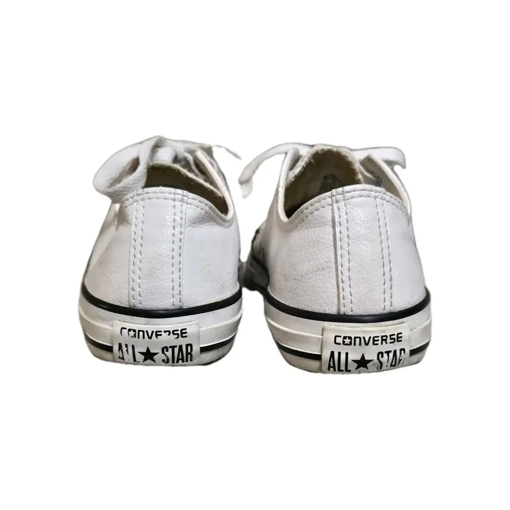 Converse Chuck Taylor All Star Low Top White Faux Leather Sneakers Youth 3